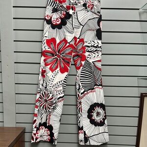 Dolce & Gabbana Red and Black Floral Wide Leg Pants